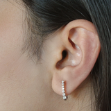 Dewdrop Cascading Diamond Huggie Hoop Earrings in 14K White Gold