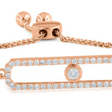 Rectangular Kinetic Slider Bolo Adjustable Diamond Bracelet in 14K Rose Gold