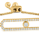 Rectangular Kinetic Slider Bolo Adjustable Diamond Bracelet in 14K Yellow Gold