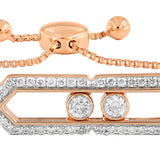 Hexagonal Kinetic Slider Bolo Adjustable Diamond Bracelet in 14K Rose Gold