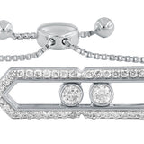 Hexagonal Kinetic Slider Bolo Adjustable Diamond Bracelet in 14K White Gold