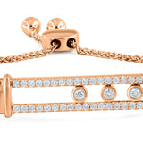 Rectangular Kinetic Trio Slider Bolo Adjustable Diamond Bracelet in 14K Rose Gold