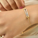Rectangular Kinetic Trio Slider Bolo Adjustable Diamond Bracelet in 14K Yellow Gold