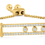 Rectangular Kinetic Trio Slider Bolo Adjustable Diamond Bracelet in 14K Yellow Gold
