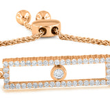 Rectangular Kinetic Uno Slider Bolo Adjustable Diamond Bracelet in 14K Rose Gold