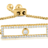Rectangular Kinetic Uno Slider Bolo Adjustable Diamond Bracelet in 14K Yellow Gold
