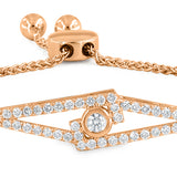 Geometric Bolo Adjustable Diamond Bracelet in 14K Rose Gold
