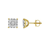 Nova 14K Yellow Gold Cluster Lab Grown Diamond Unisex Earrings - 1 Cts