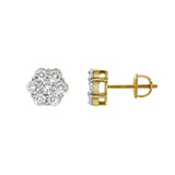 Meadow 14K Yellow Gold Cluster Lab Grown Diamond Unisex Earrings - 1.05 Cts