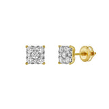 Nova 14K Yellow Gold Cluster Lab Grown Diamond Unisex Earrings - 0.25 Cts