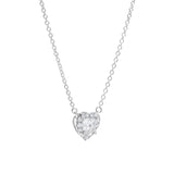 Delara 14K White Gold Lab Grown Diamond Heart Necklace – 0.55 ct