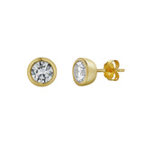 Uyarak 14K Yellow Gold Lab Grown Round Solitaire Diamond Earrings - 1 Cts
