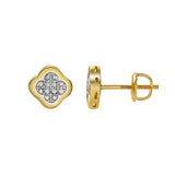 Clovetail 10K Yellow Gold Cluster Diamond Unisex Earrings - 0.05 Cts