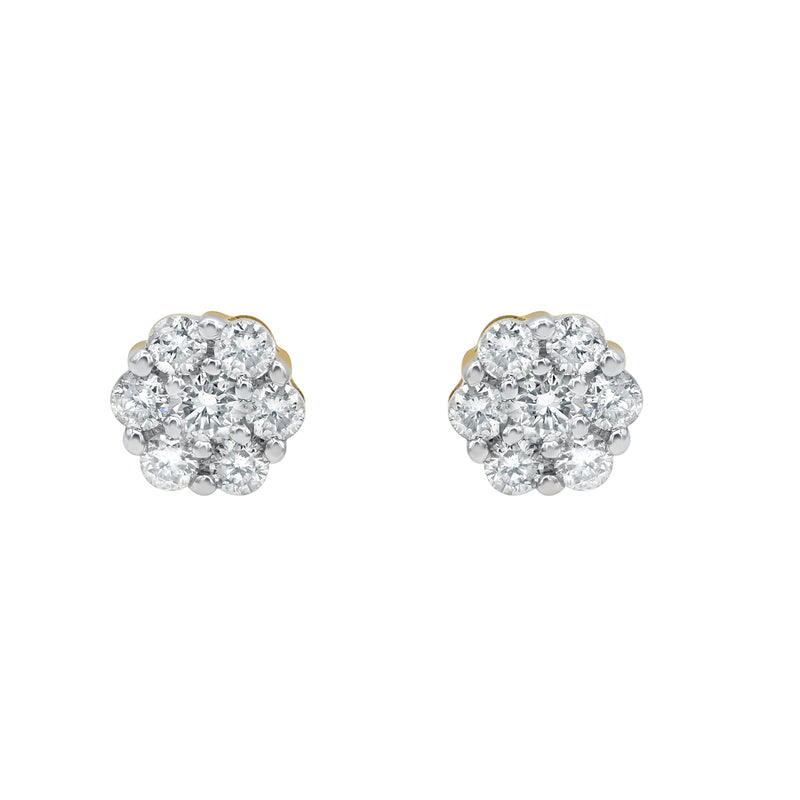 Sophisticated Cluster Stud 14K Yellow Gold Diamond Earrings 0.39 ct. tw.