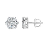 Grace 14K White Gold Flower Cluster Diamond Earrings - 1.49 Ct
