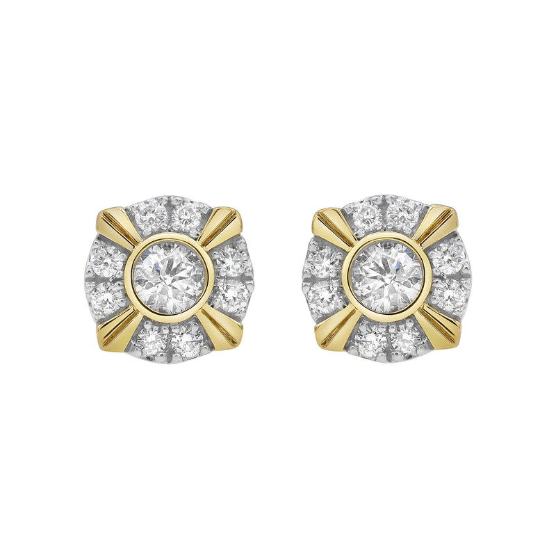 Tudor Stud 14K Yellow Gold Diamond Earrings 0.76 ct. tw.