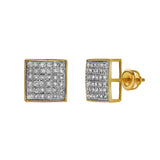 Crest 10K Yellow Gold Cluster Diamond Unisex Earrings - 0.34 Cts