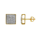 Crest 10K Yellow Gold Cluster Diamond Unisex Earrings - 0.34 Cts