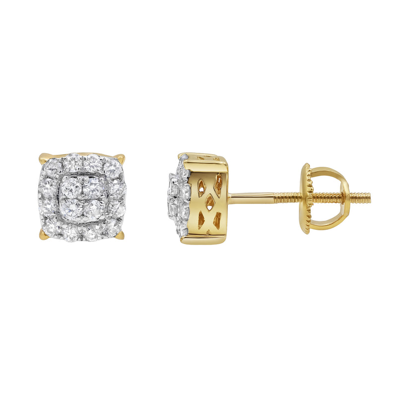 Rounded Square 14K Yellow Gold Diamond Earrings 0.31 ct. tw.
