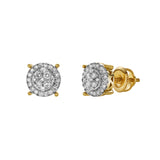 Oralith 10K Yellow Gold Cluster Diamond Unisex Earrings - 0.24 Cts