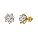 Orchis L 10K Yellow Gold Cluster Diamond Unisex Earrings - 0.43 Cts