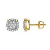 Aethra 10K Yellow Gold Cluster Diamond Unisex Earrings - 0.49 Cts
