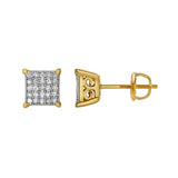 Zairelle 10K Yellow Gold Cluster Diamond Unisex Earrings - 0.2 Cts