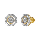 Starlens XL 10K Yellow Gold Cluster Diamond Unisex Earrings - 0.35 Cts