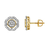Starlens XL 10K Yellow Gold Cluster Diamond Unisex Earrings - 0.35 Cts