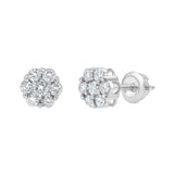 Blossom 14K White Gold Flower Cluster Lab Growd Diamond Earrings - 0.49 Ct