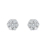 Blossom 14K White Gold Flower Cluster Lab Growd Diamond Earrings - 0.49 Ct