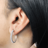 Dahlia Diamond Rope Hoop Earrings in 14K White Gold