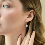Skye Pave Square Shape Diamond Drop Huggie Hoop Earrings in 14K White Gold