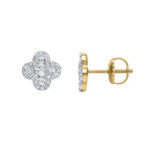 Alina Baguette & Round-Cut Diamond Clover Stud Earrings in 14K Yellow Gold