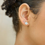 Alina Baguette & Round-Cut Diamond Clover Stud Earrings in 14K Yellow Gold