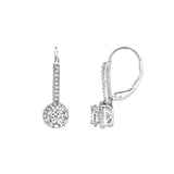 Meadowlark Pave Round Diamond Drop Huggie Hoop Earrings in 14K White Gold