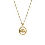Ziva Round Diamond Evil Eye & Blue Topaz Necklace in 14K Yellow Gold