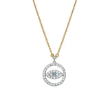 Ziva Round Diamond Evil Eye & Blue Topaz Necklace in 14K Yellow Gold