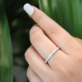 Solara 14K White Gold Round Diamond Studded Stackable Band Ring - 0.26cts