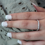 Lina 14K White Gold Round Diamond Studded Eternity Ring - 0.51cts