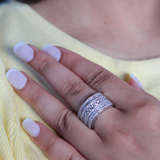 Vero 14K White Gold Round Diamond Studded Dome Ring - 1.34cts