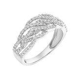 Amika 14K White Gold  Round Diamond Studded Woven Band Ring - 0.2cts