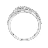 Amika 14K White Gold  Round Diamond Studded Woven Band Ring - 0.2cts