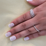 Amika 14K White Gold  Round Diamond Studded Woven Band Ring - 0.2cts