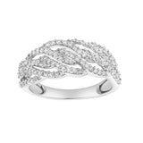 Amika 14K White Gold  Round Diamond Studded Woven Band Ring - 0.2cts