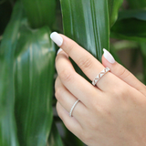 Prism 14K White Gold Round Diamond Studded Stackable Ring - 0.05cts