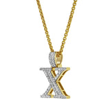 X Initial Diamond Pendant 10K Yellow Gold - 0.97 Carats