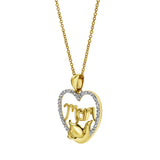 Dove & Heart Mom Diamond Pendant in 10K Yellow Gold