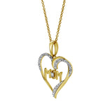 Infinity Heart Mom Diamond Pendant in 10K Yellow Gold