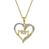 Infinity Heart Mom Diamond Pendant in 10K Yellow Gold